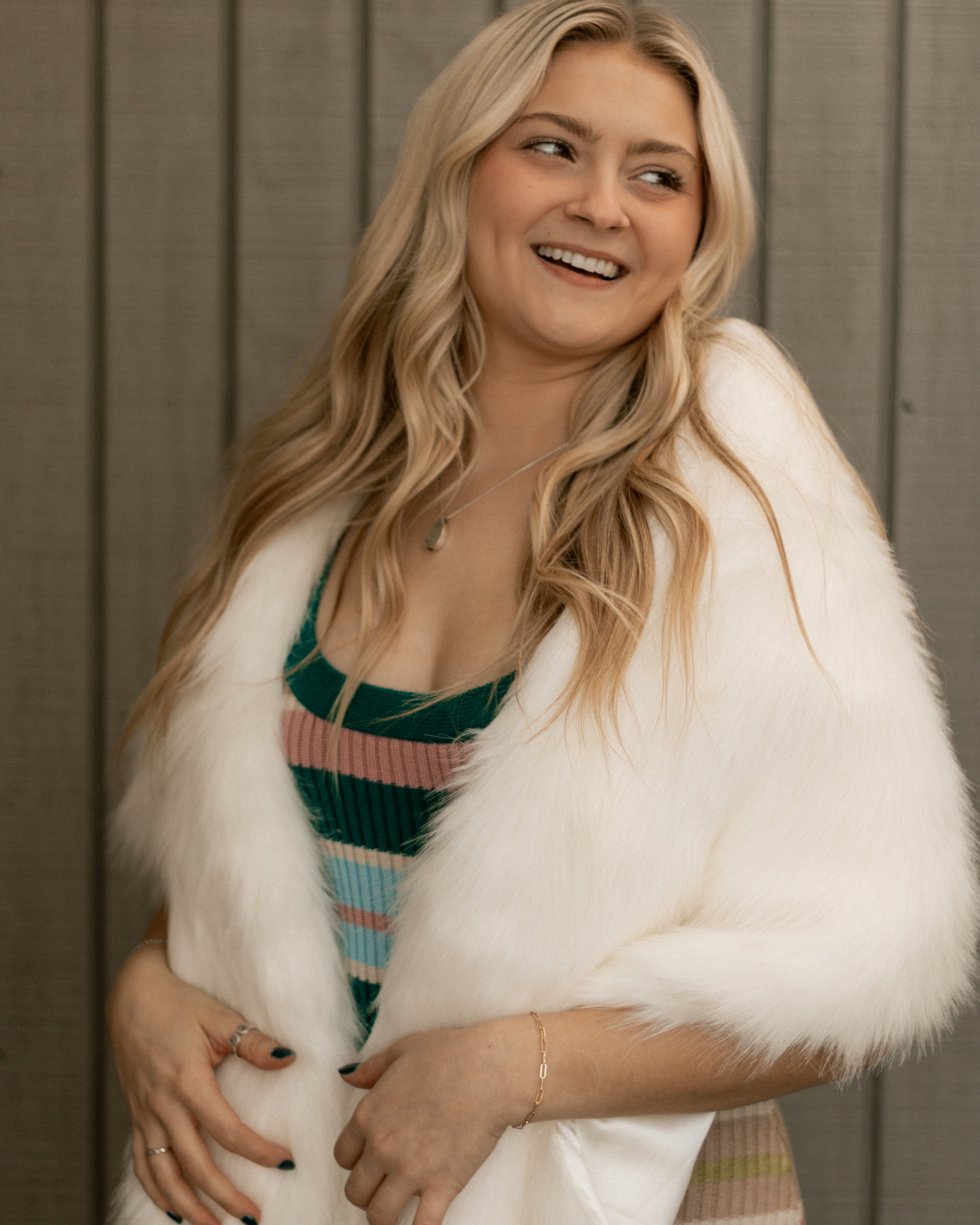 White Frost Faux Fur Shawl Wrap