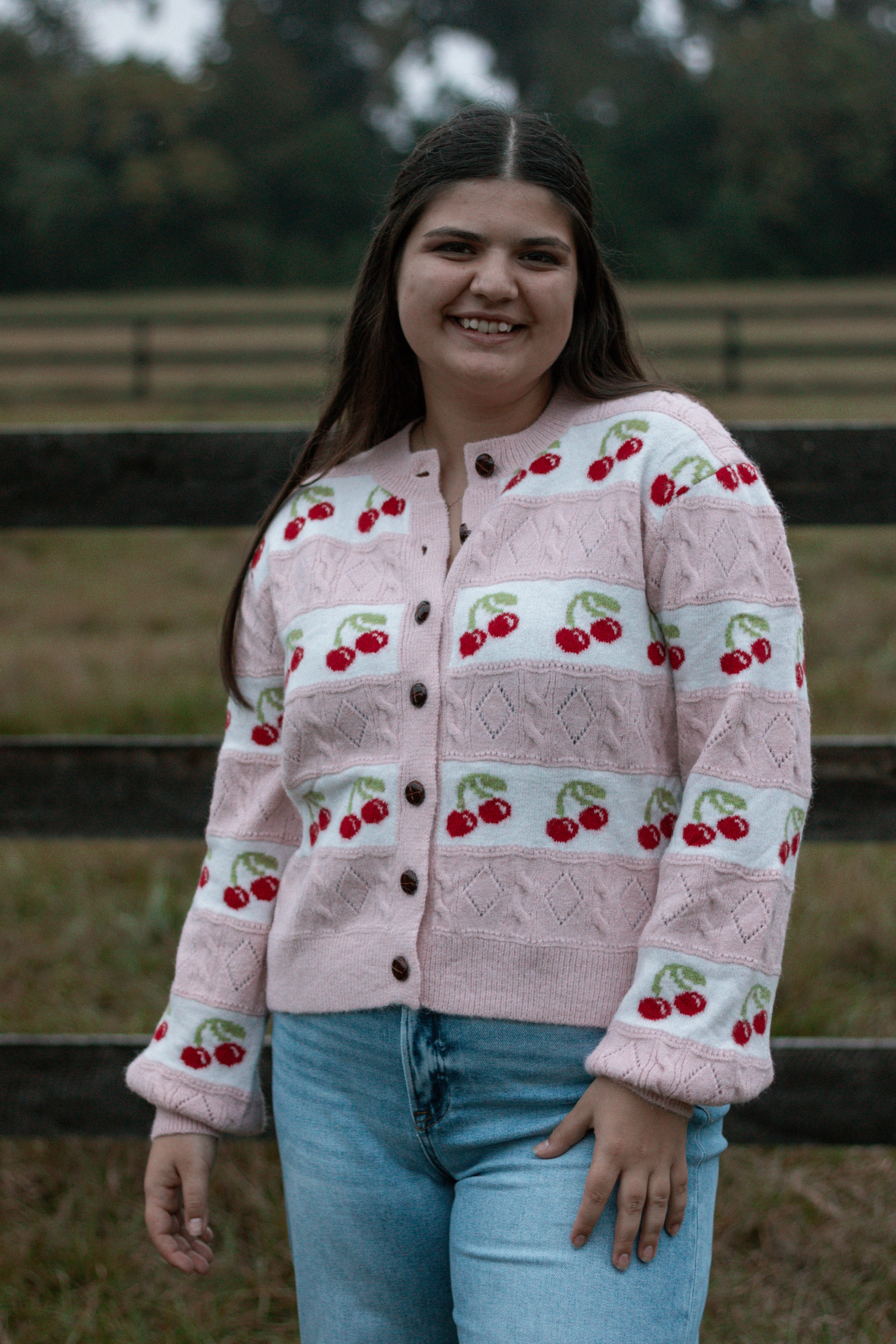 Sweet Cherry Striped Cardigan