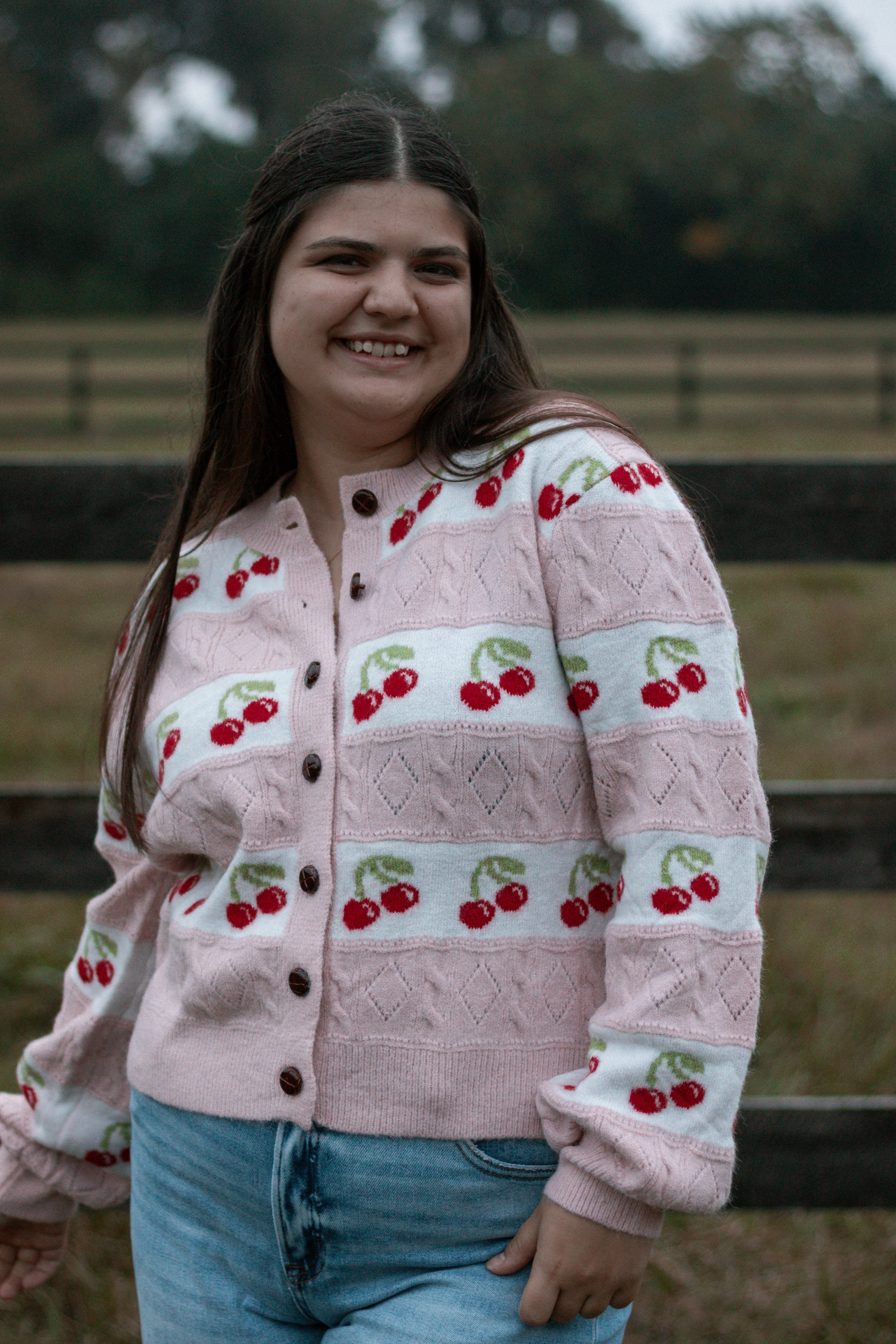 Sweet Cherry Striped Cardigan