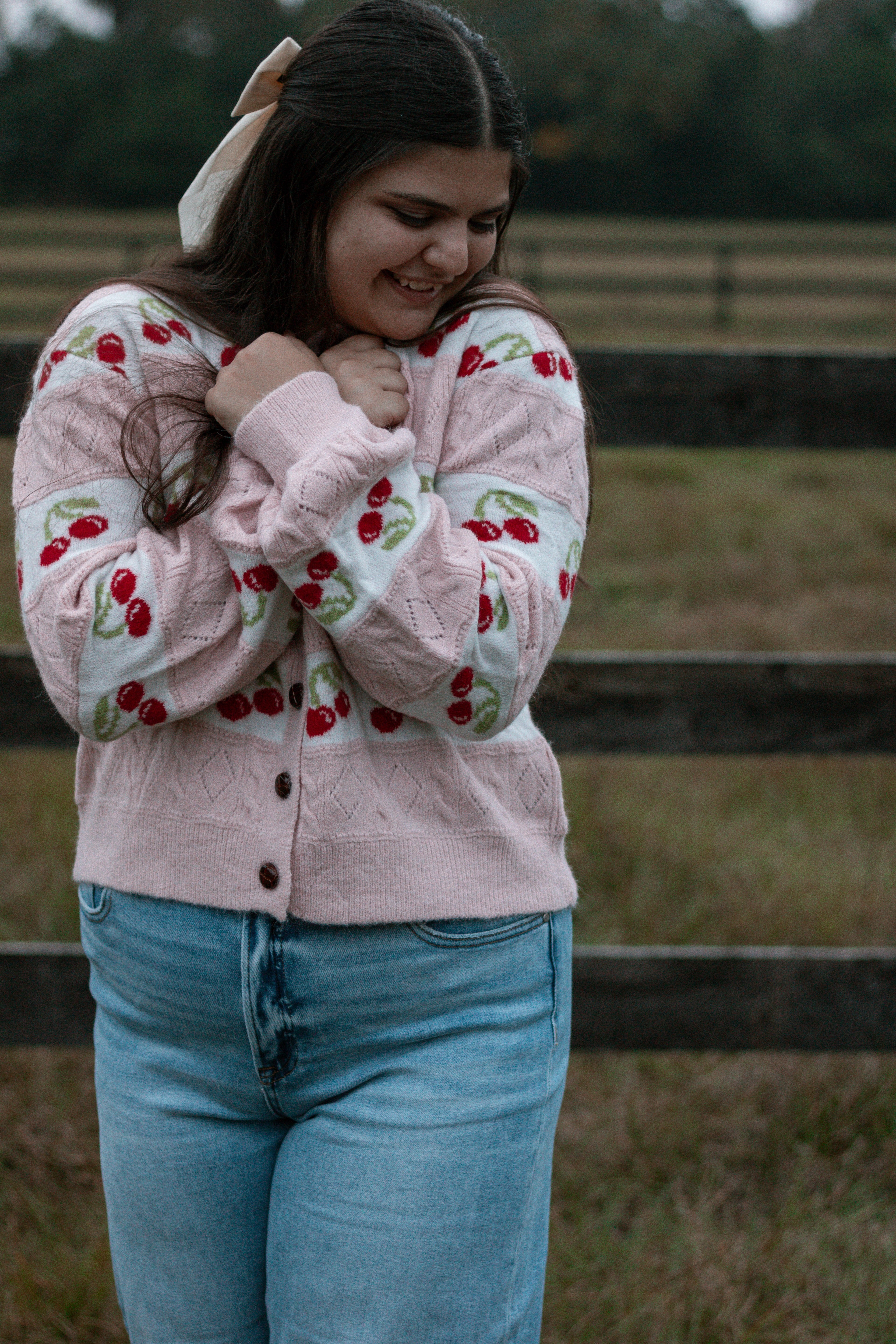 Sweet Cherry Striped Cardigan