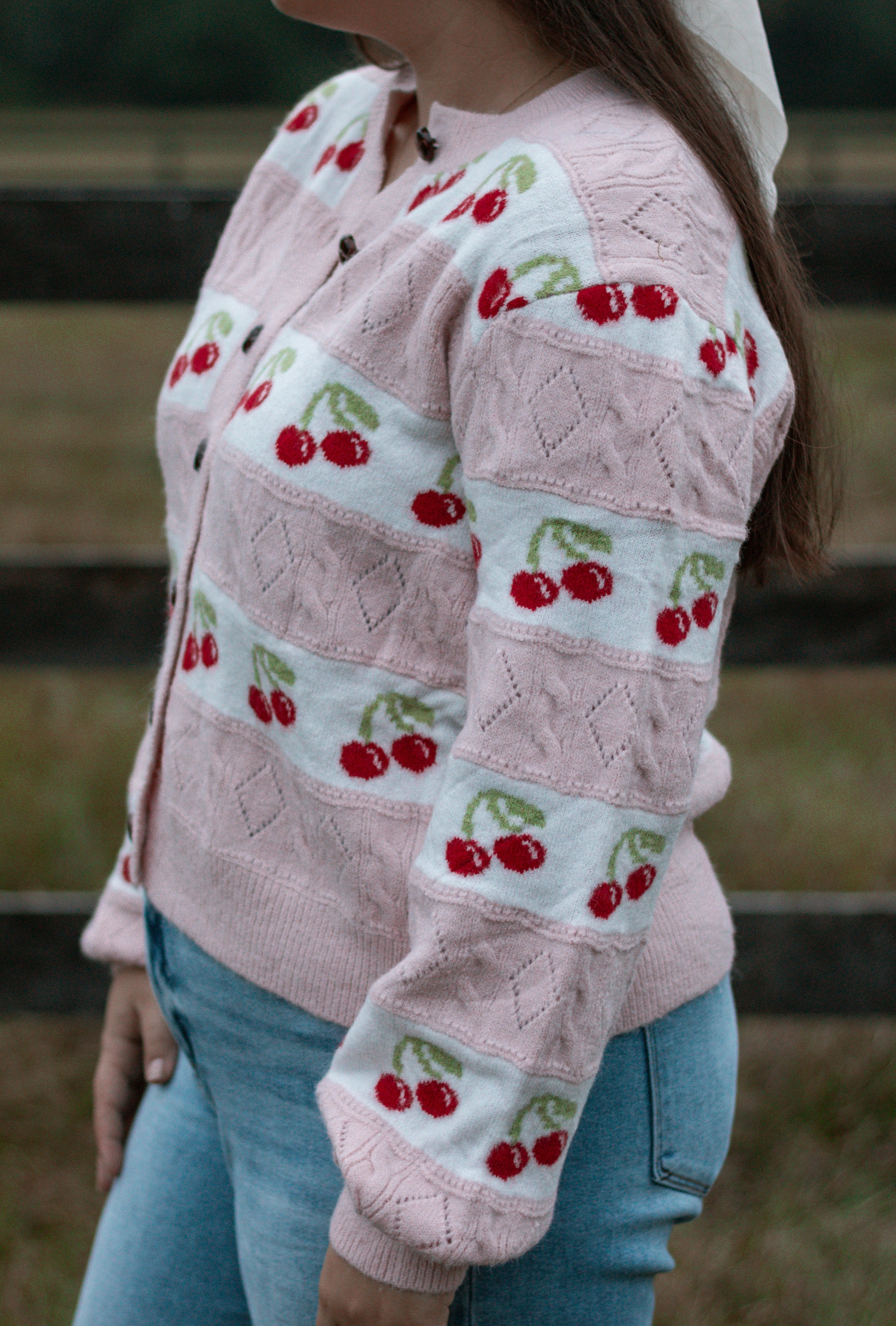 Sweet Cherry Striped Cardigan