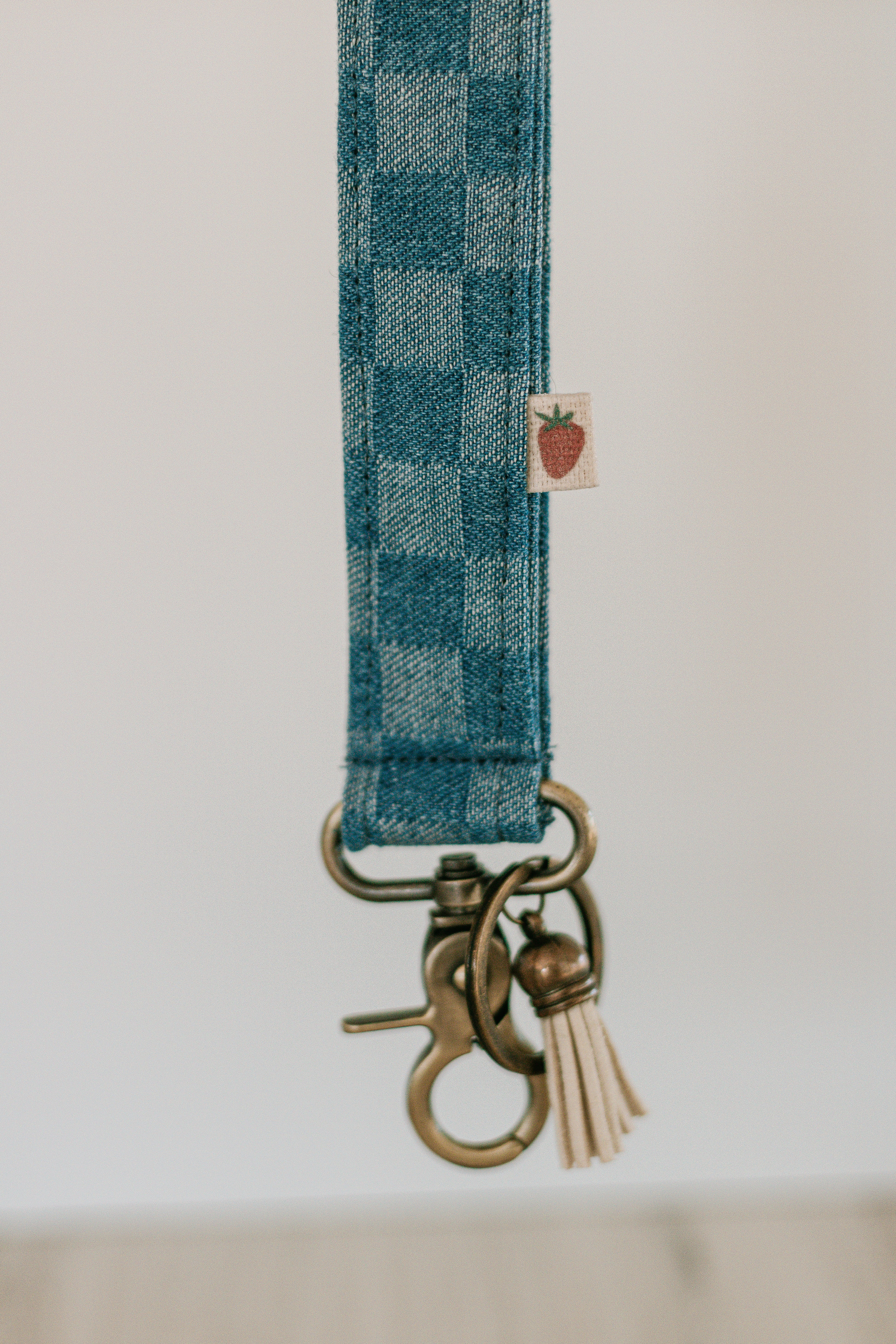 Denim Checks | Keychain Wristlet