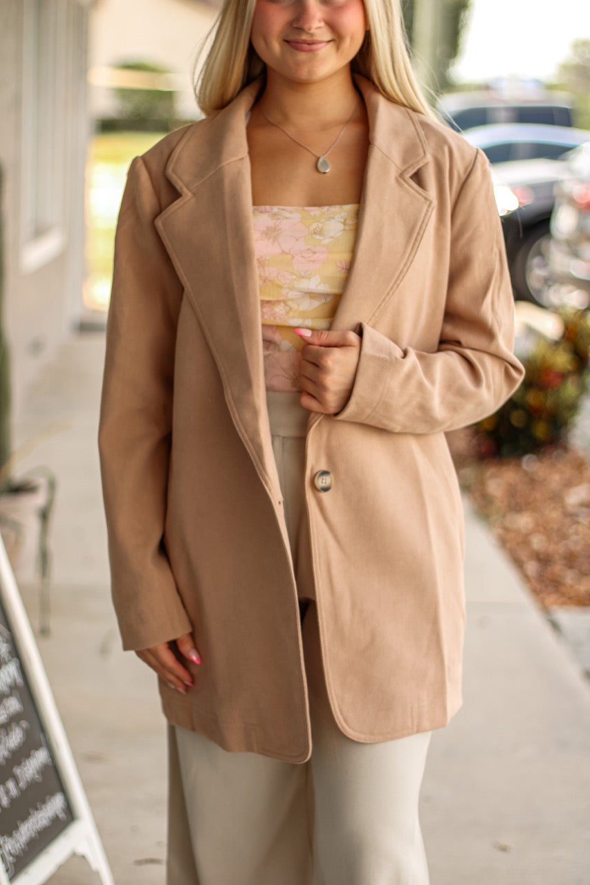 Mocha Cream Oversized Blazer