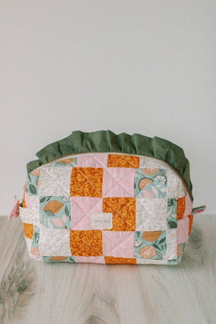 Pink Lemonade Splash | Jumbo Quilted Makeup Bag