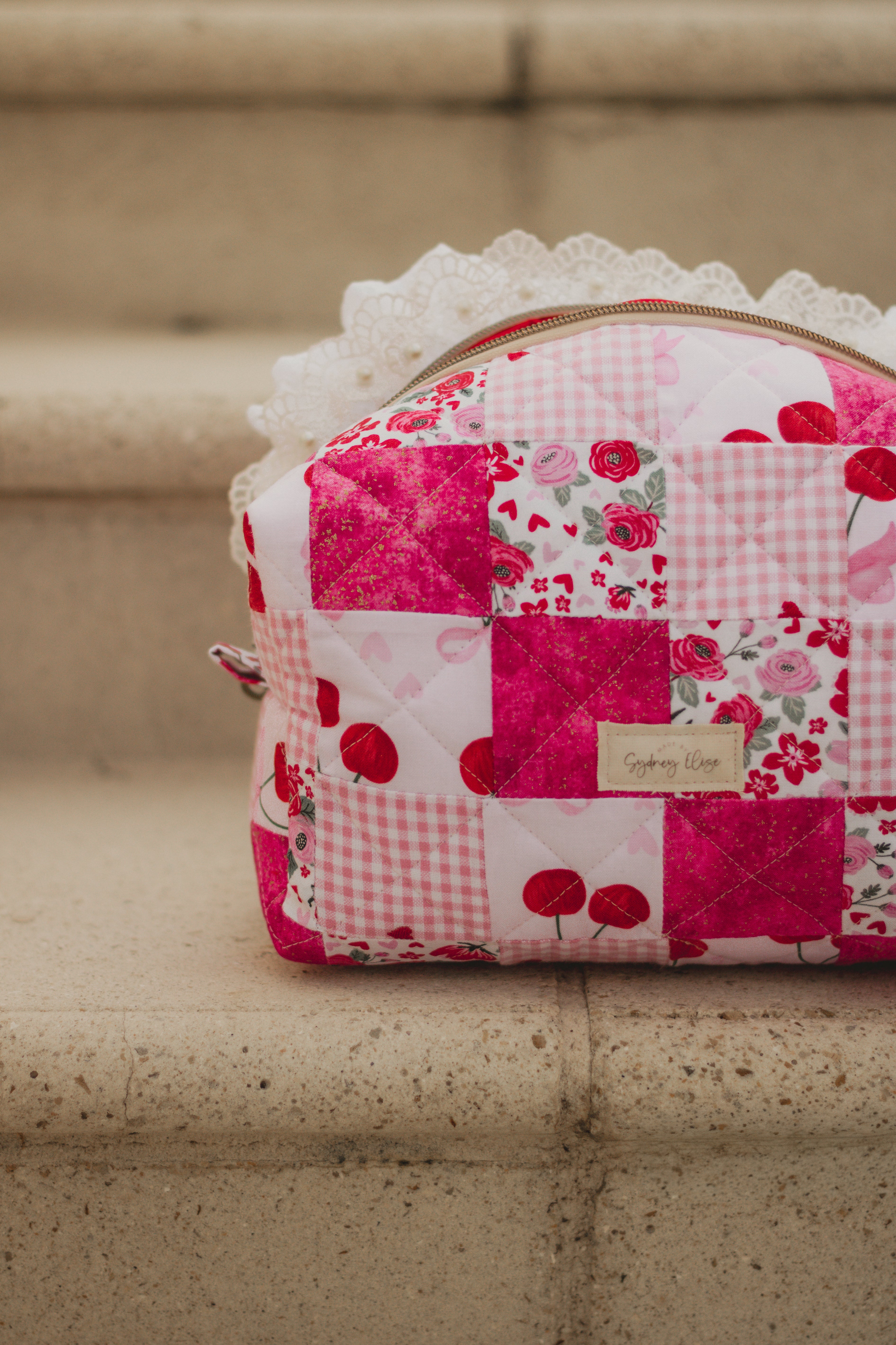 Cherry Sweet | Jumbo Quilted Makeup Bag