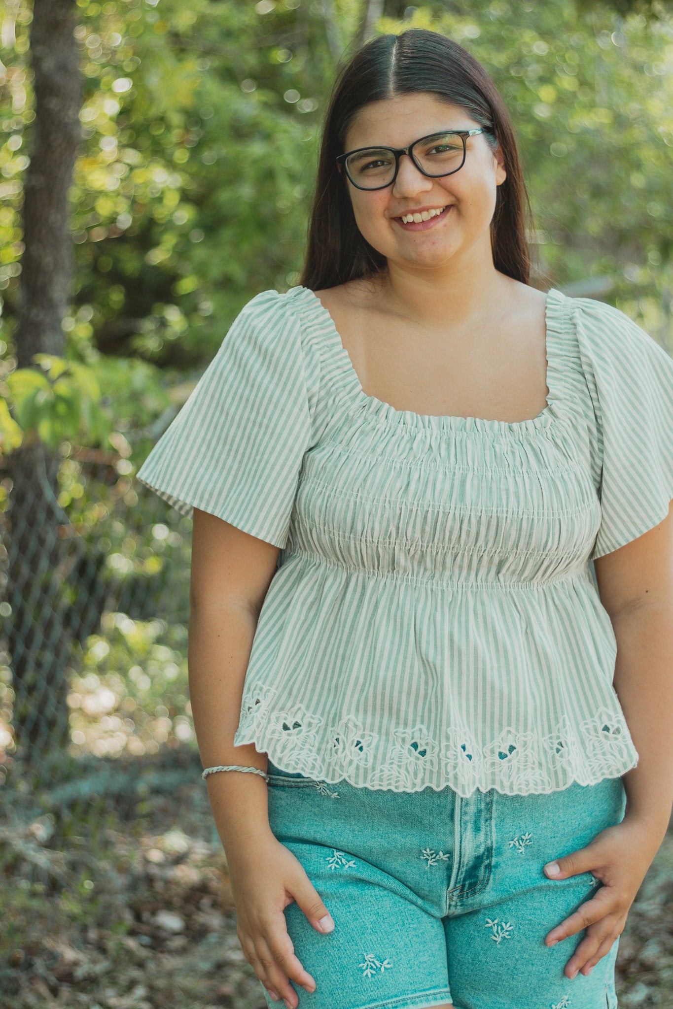 Picnic Party Striped Embroidered Top
