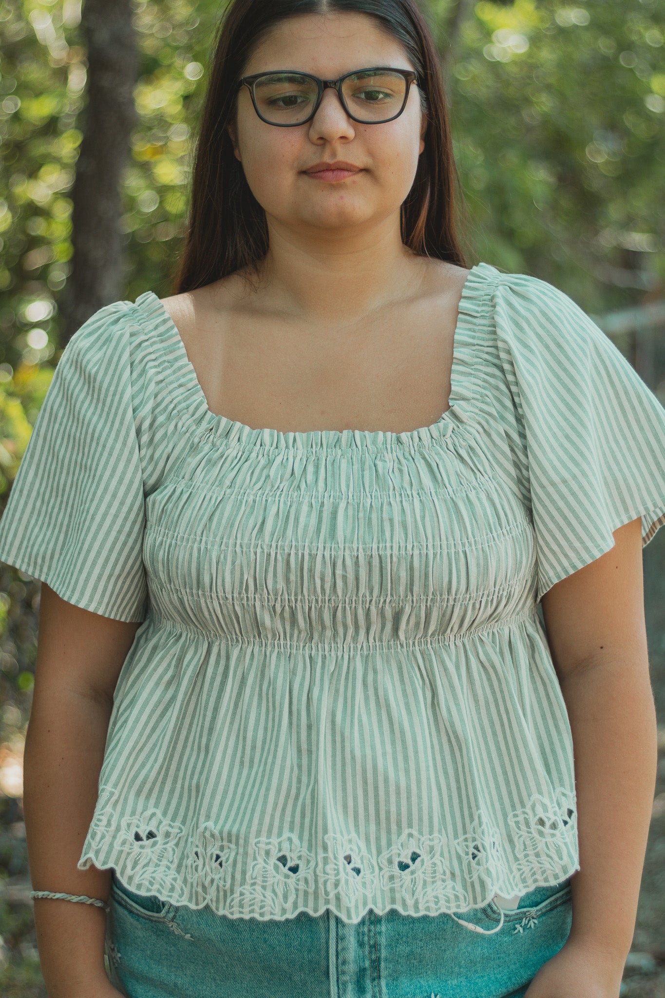 Picnic Party Striped Embroidered Top