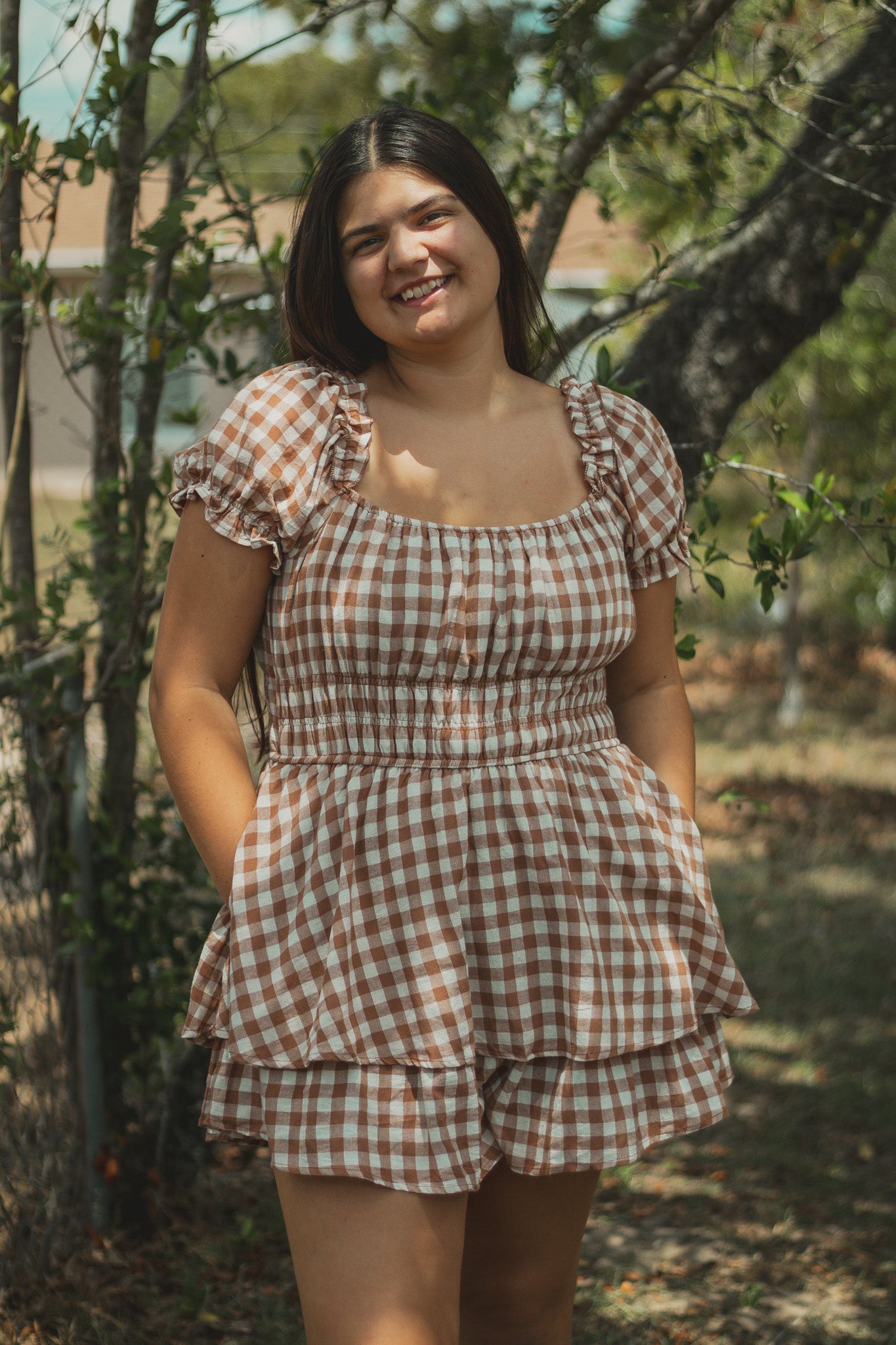 Teddy Bear Gingham Romper