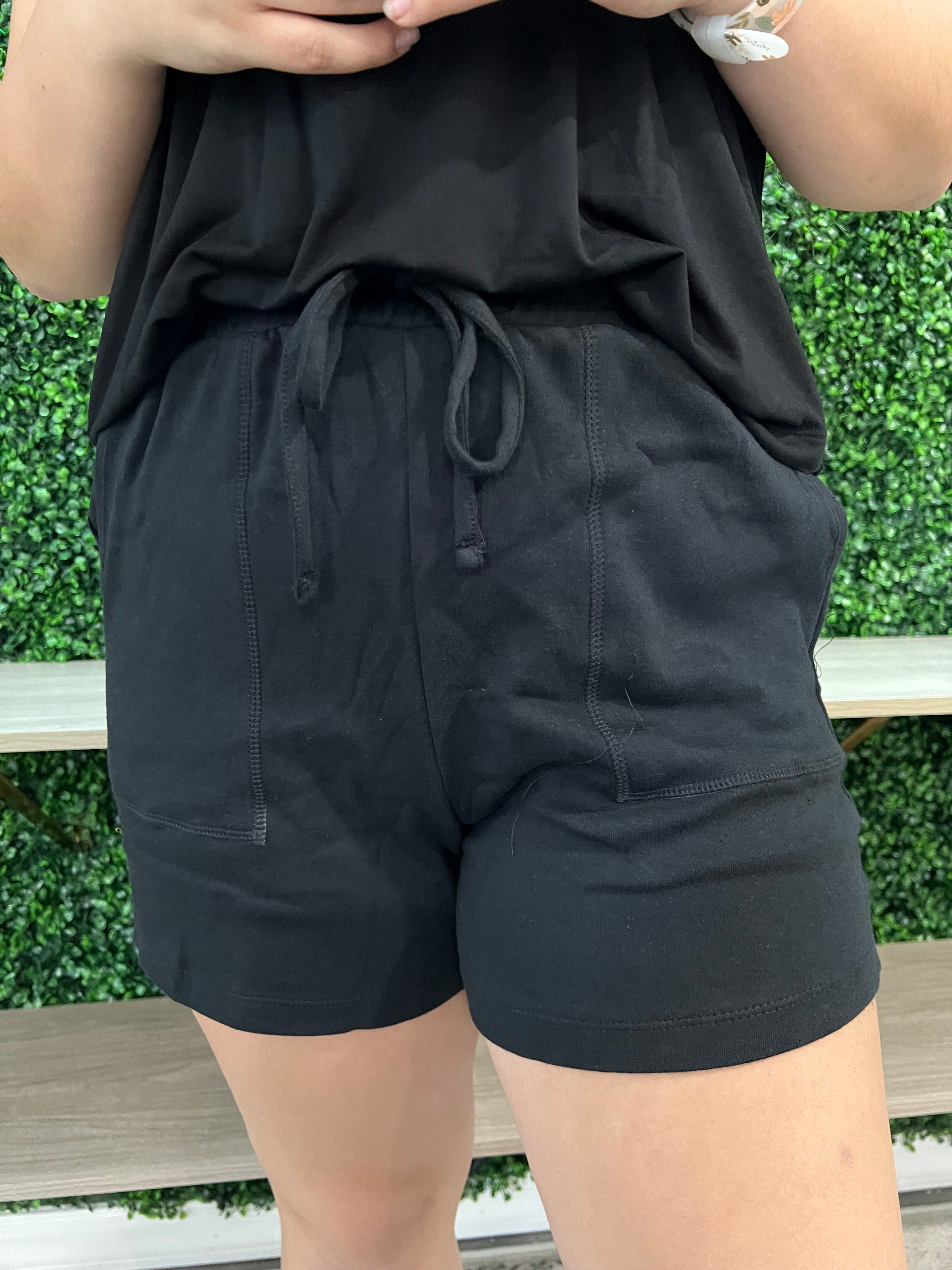 Black Terry Cloth Plus Size Shorts for Summer