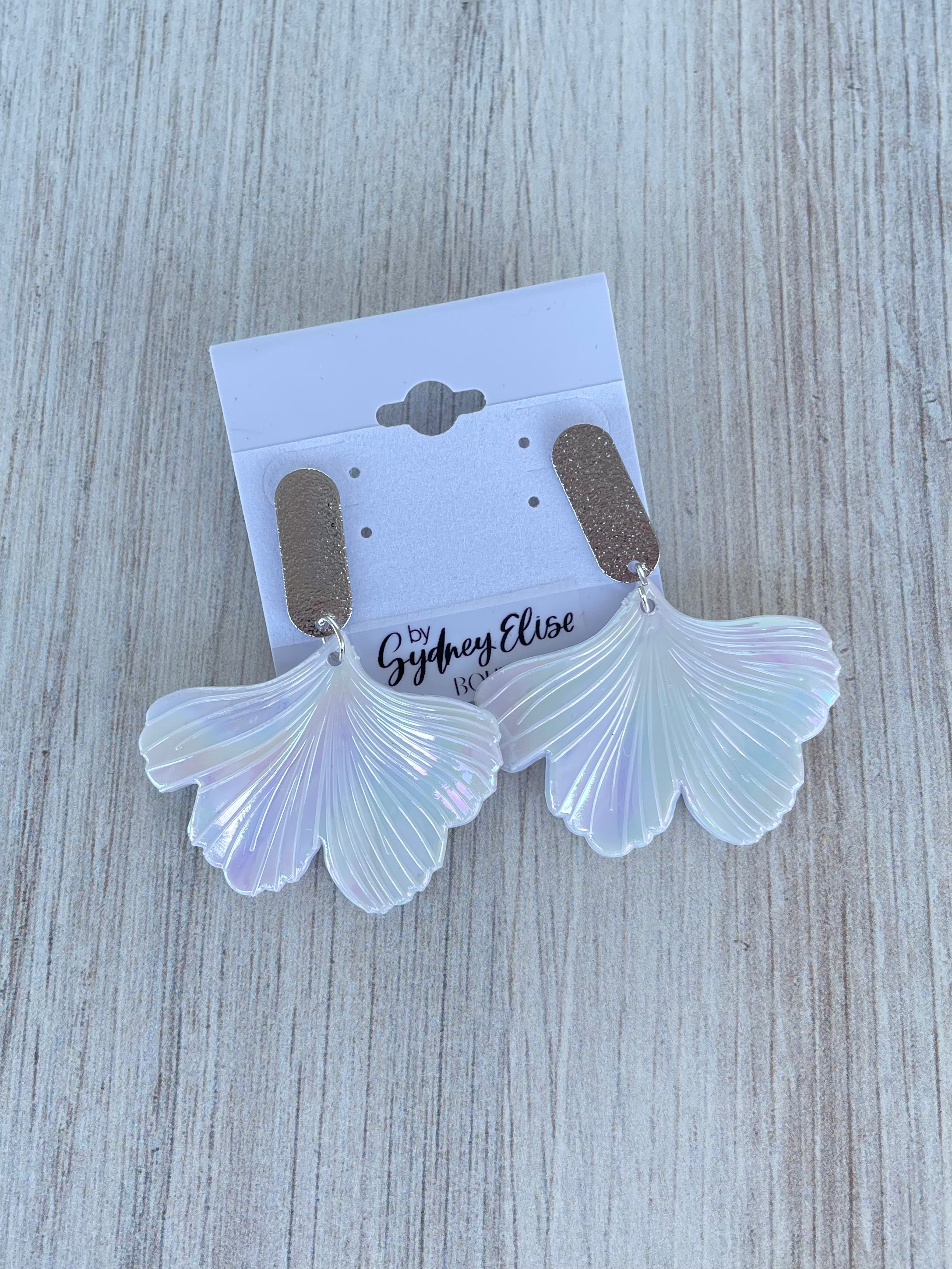 Iridescent Gingko Dangle Earrings