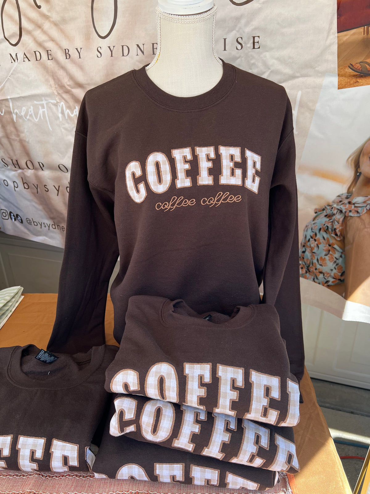 Coffee Coffee Coffee Embroidered Crewneck