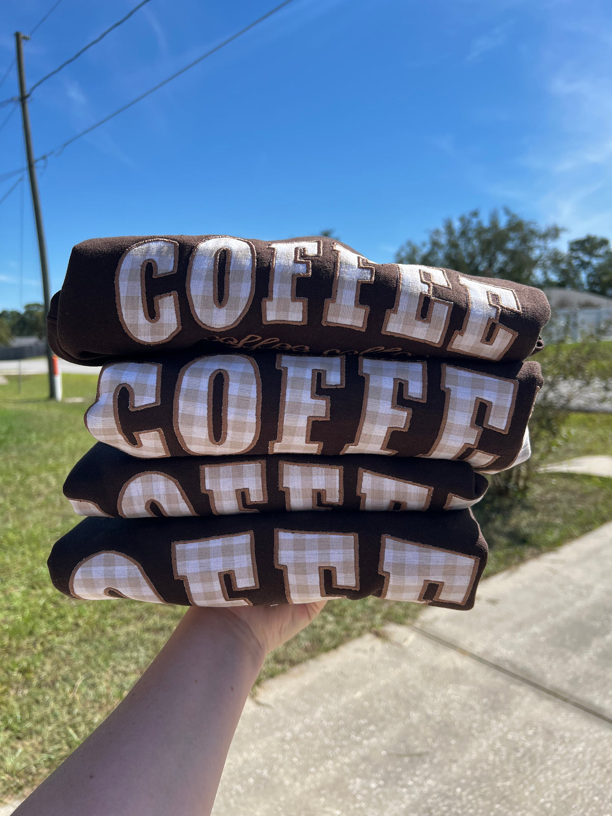 Coffee Coffee Coffee Embroidered Crewneck