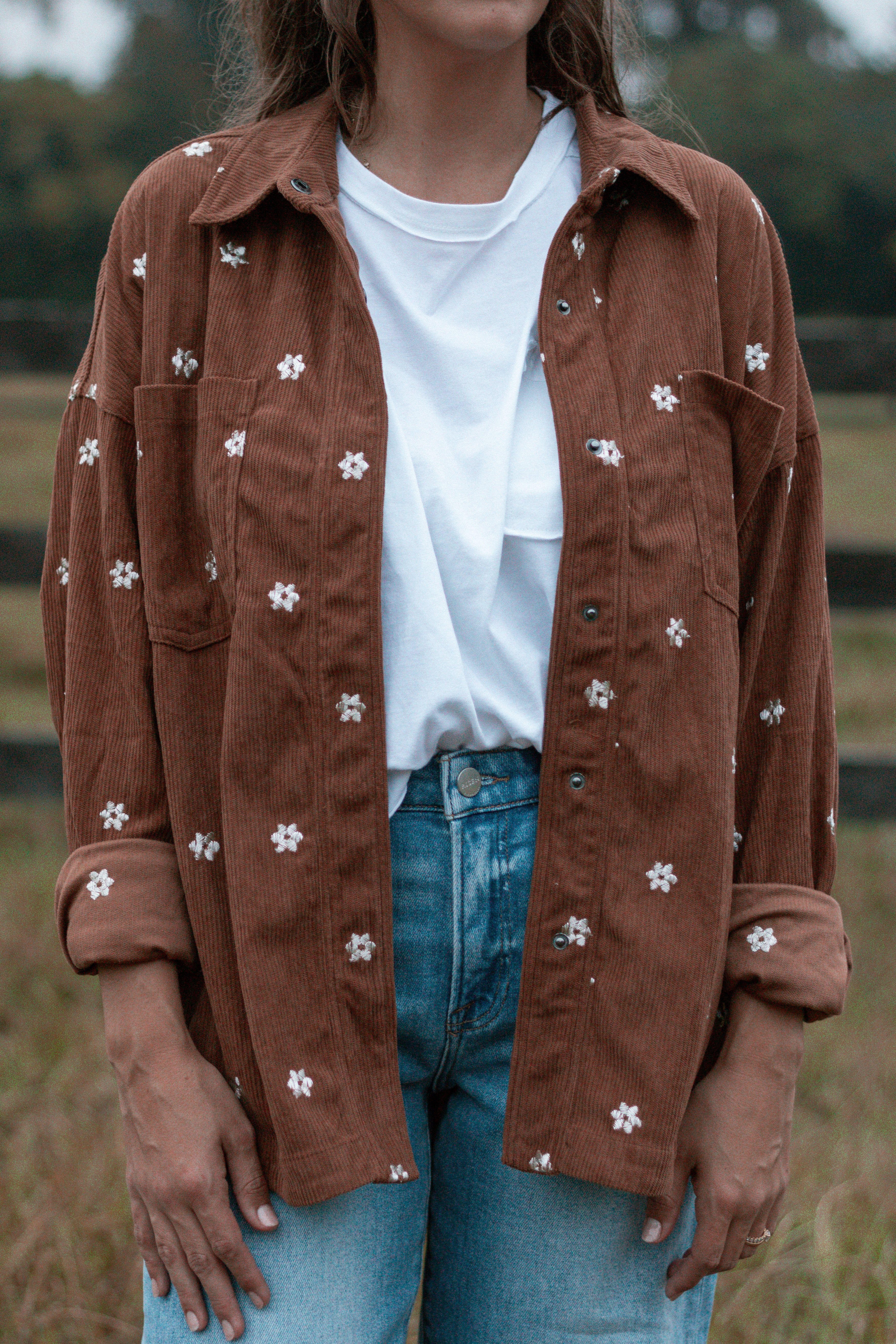 Teddy Bear Corduroy Button Up Top