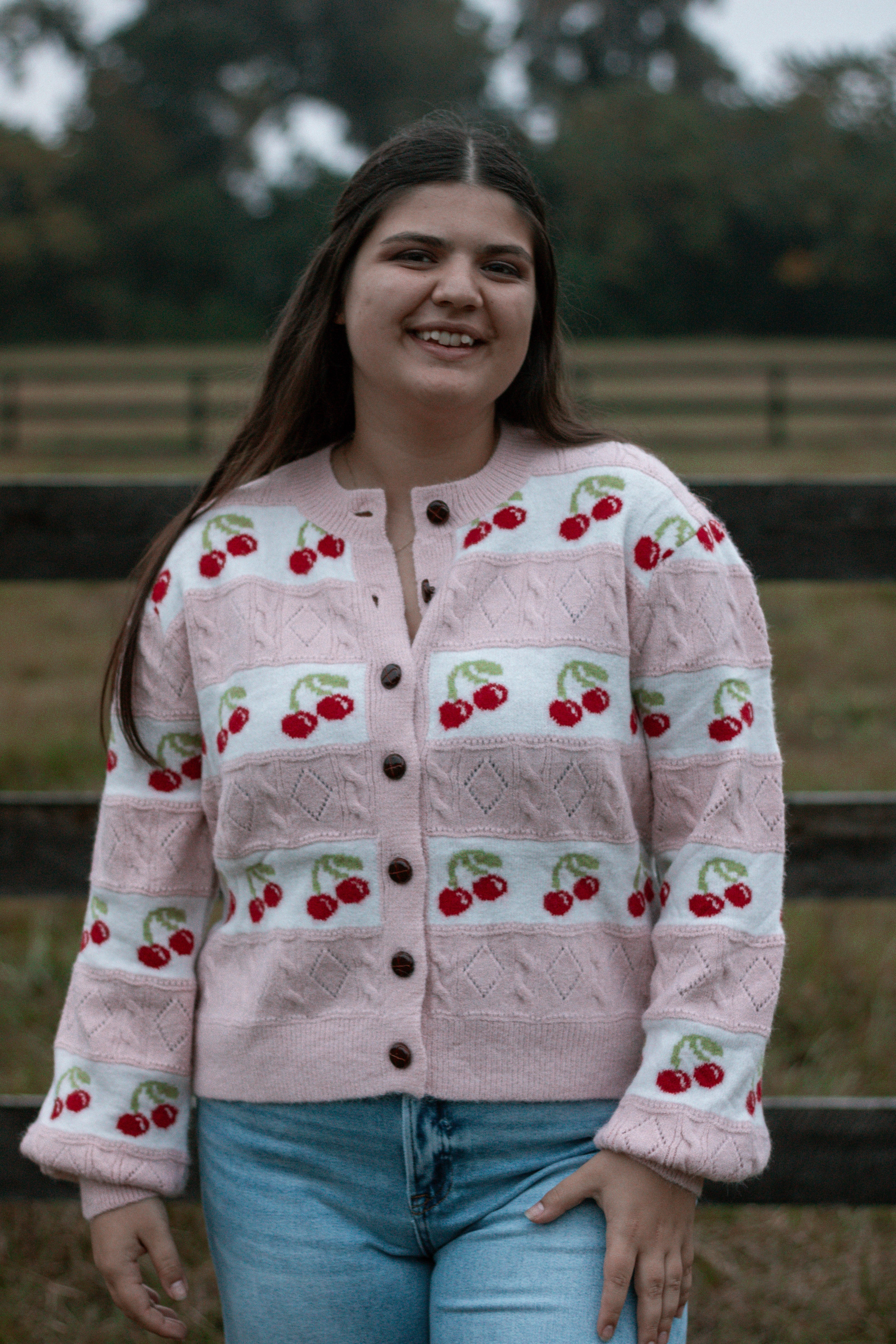 Sweet Cherry Striped Cardigan