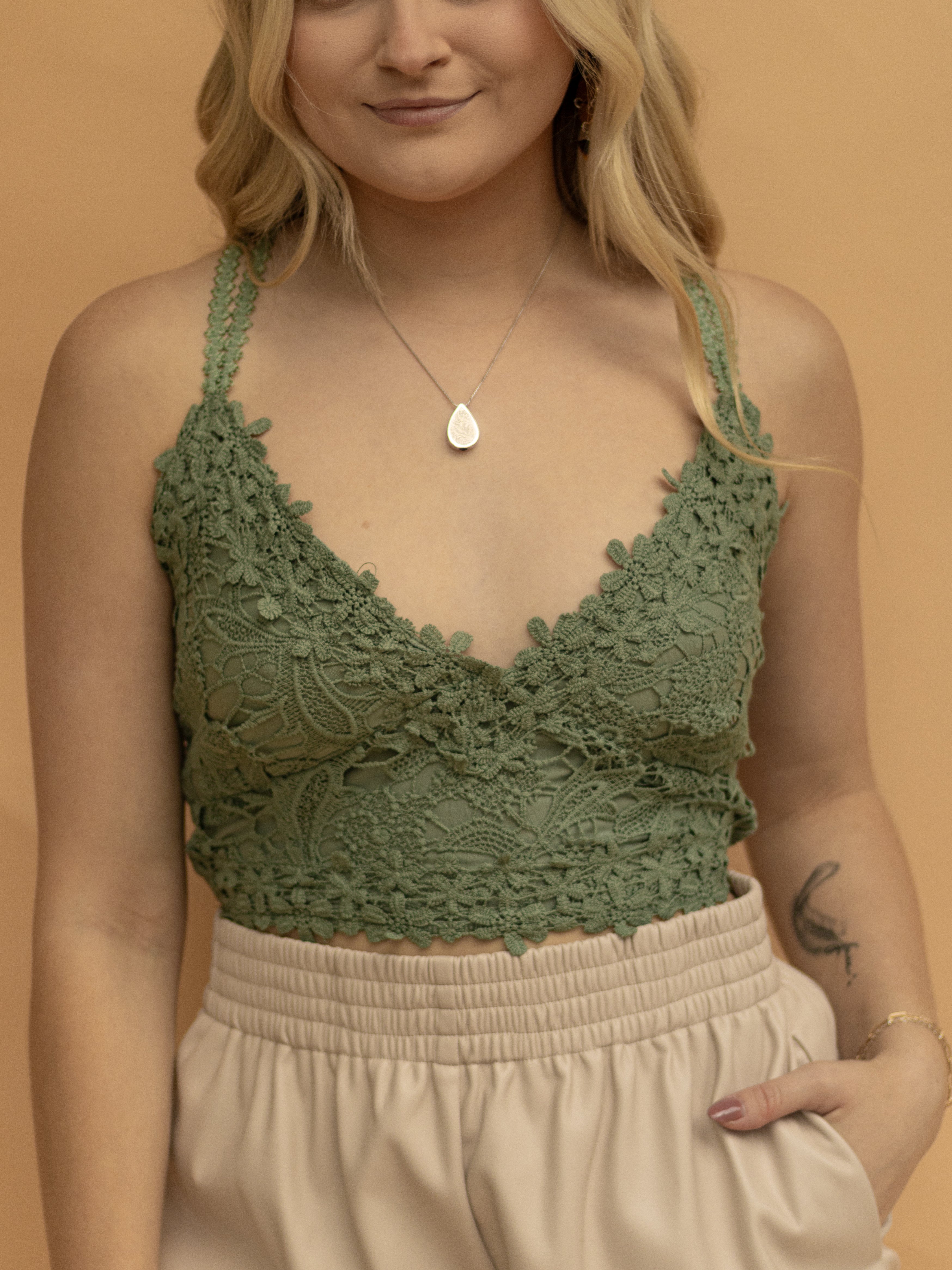 Forest Mist Lace Bralette Top