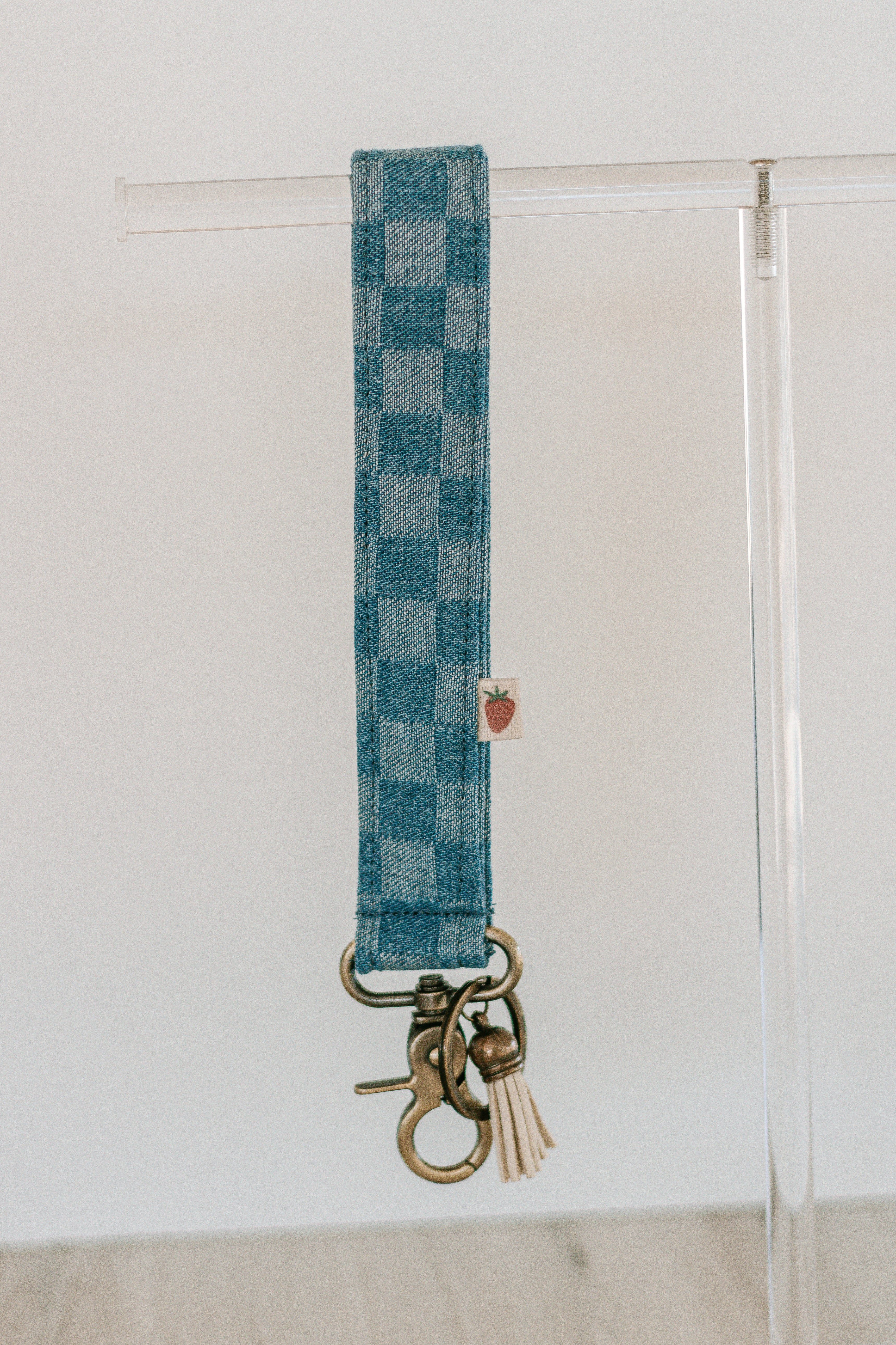 Denim Checks | Keychain Wristlet