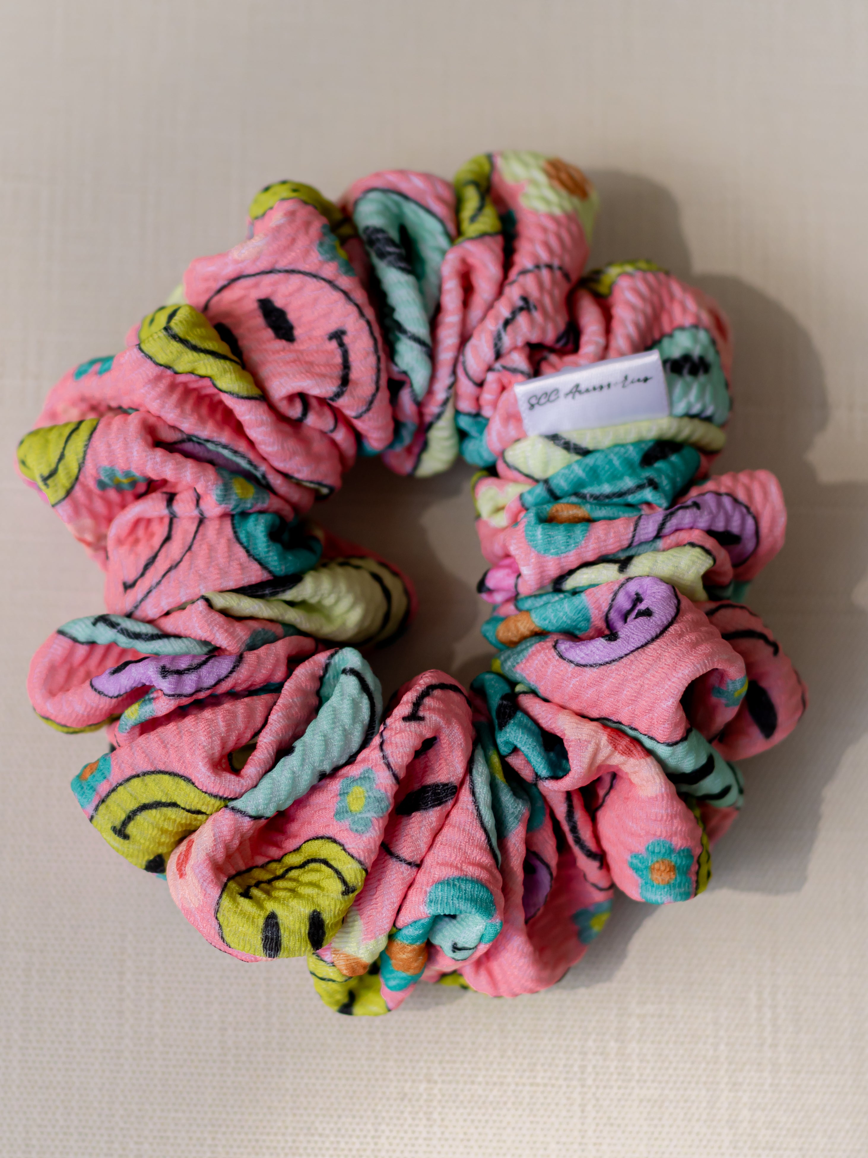 Groovy Smiley Scrunchie