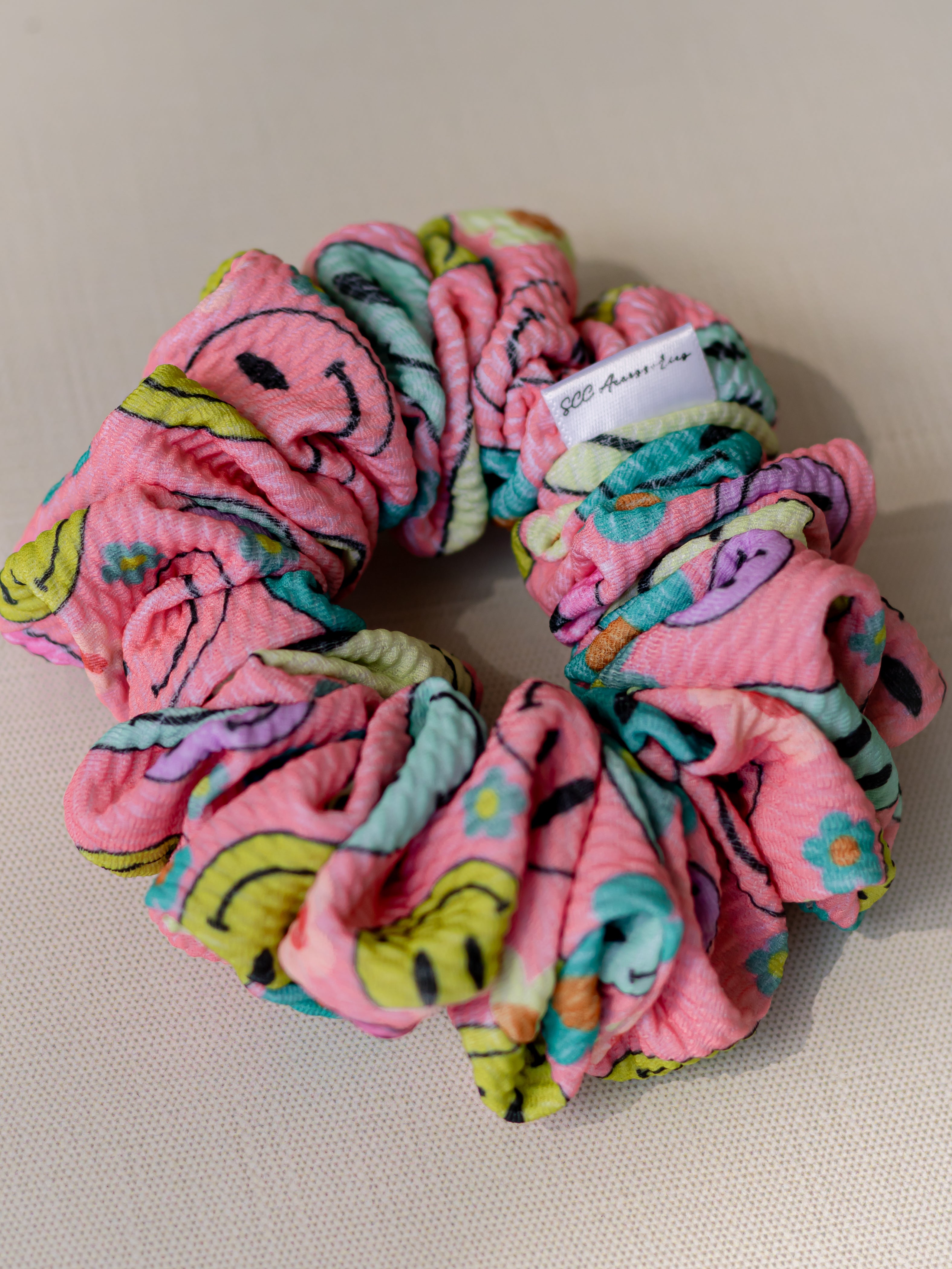Groovy Smiley Scrunchie