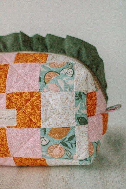 Pink Lemonade Splash | Jumbo Quilted Makeup Bag