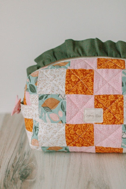 Pink Lemonade Splash | Jumbo Quilted Makeup Bag