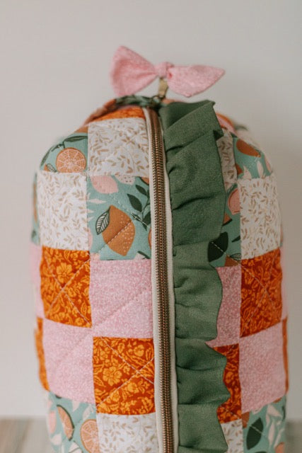 Pink Lemonade Splash | Jumbo Quilted Makeup Bag