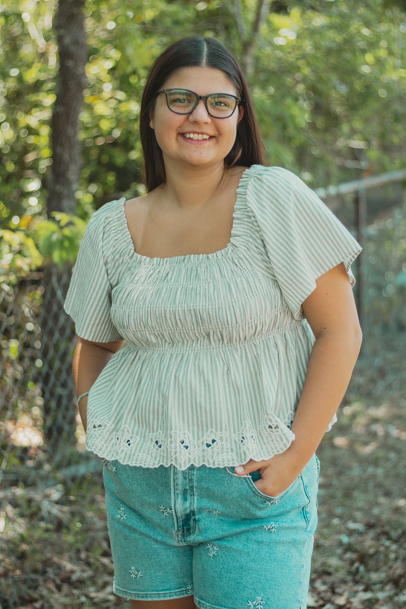 Picnic Party Striped Embroidered Top