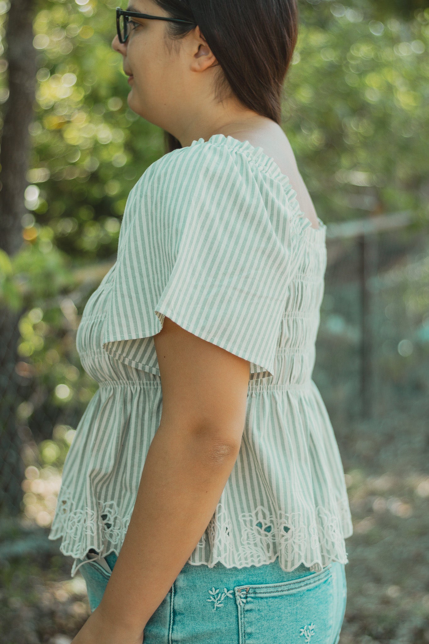 Picnic Party Striped Embroidered Top