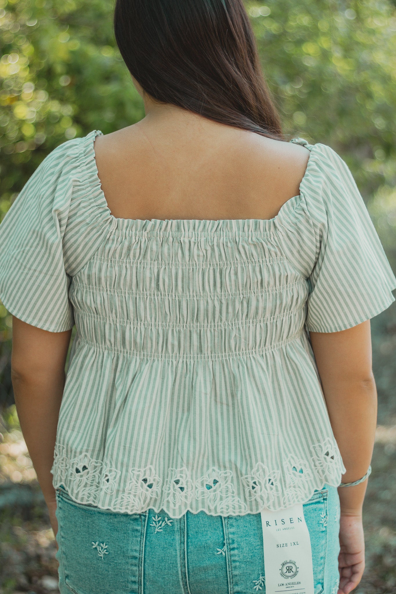 Picnic Party Striped Embroidered Top