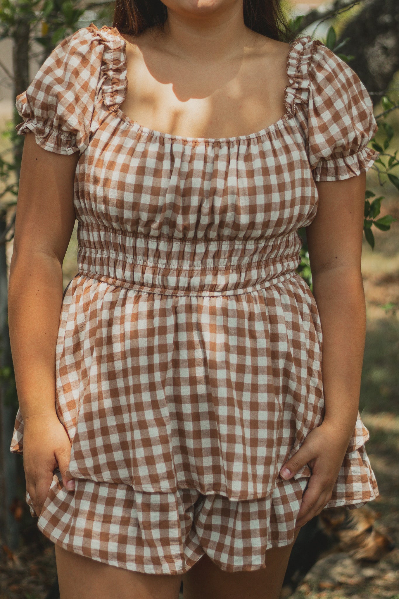 Teddy Bear Gingham Romper