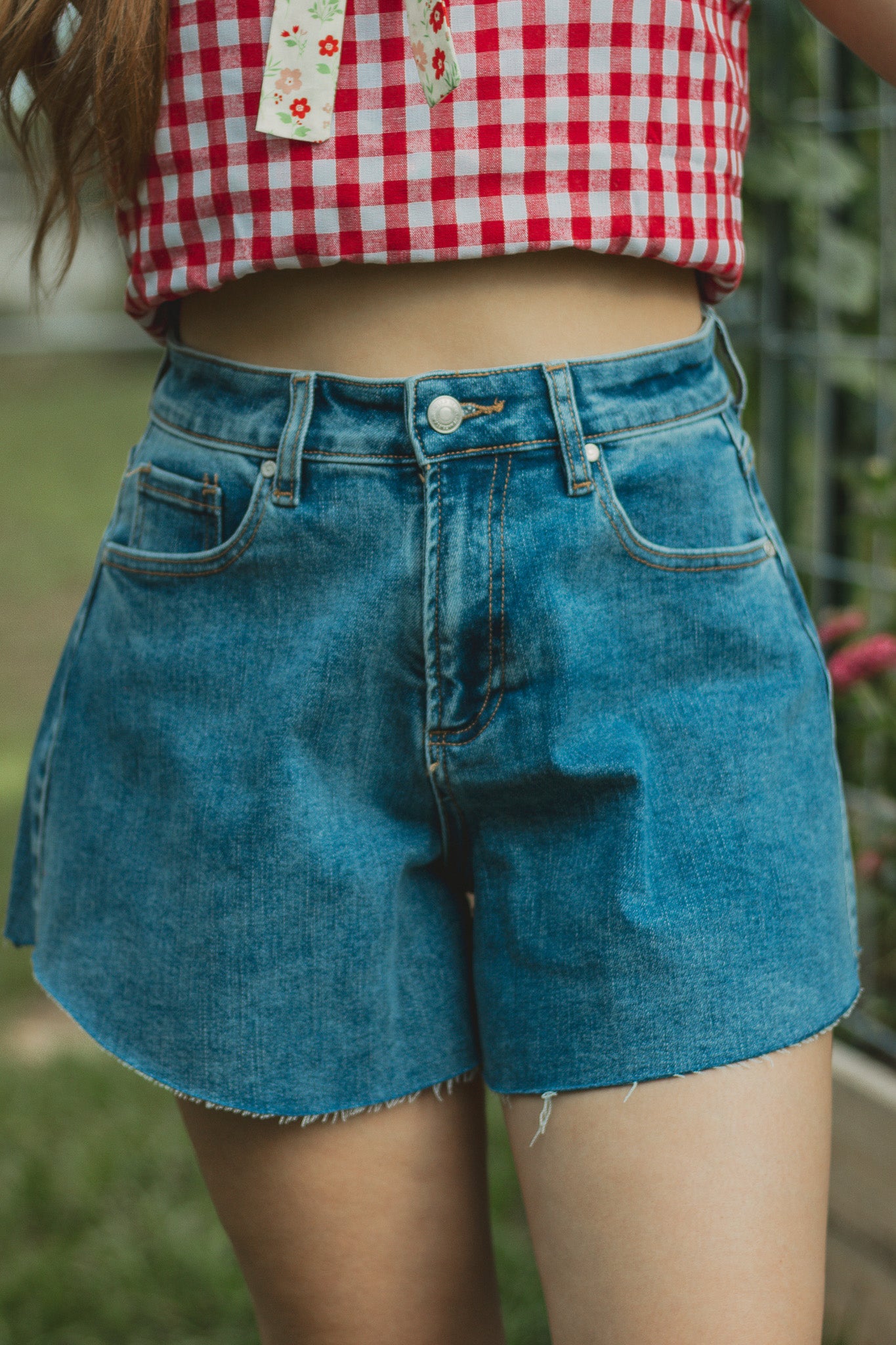 Blueberry Patch Stretchy Denim Shorts